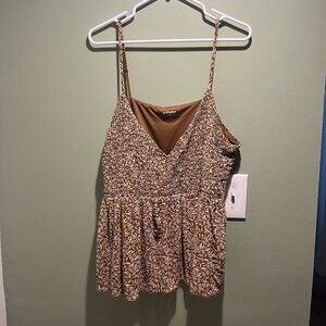 Brown and white spaghetti strap top